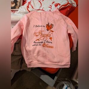 Pink Sweatshirt with Angel Graphic